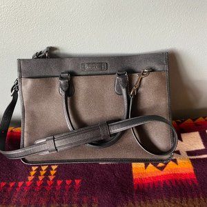 Coach Embassy Brief in Colorblock Crossgrain Leather Gunmetal/Ash/Black